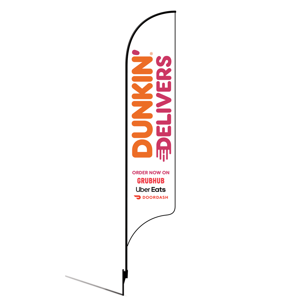 OLD DO NOT USE 15' Dunkin' Donuts Orange Delivers GrubHub, UberEats, DoorDash AdverSail Flag Kit