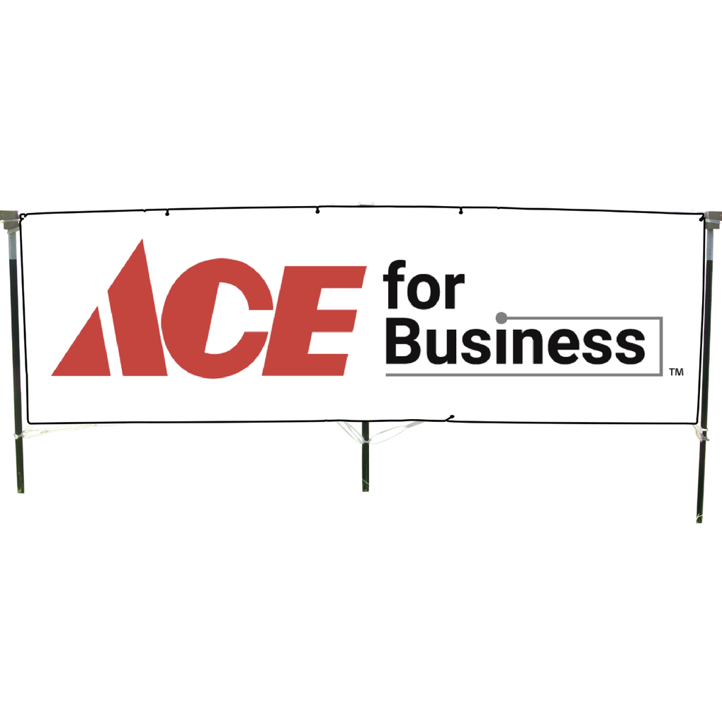 3' x 10' Ace Hardware White Ace For Business Vinyl Banner